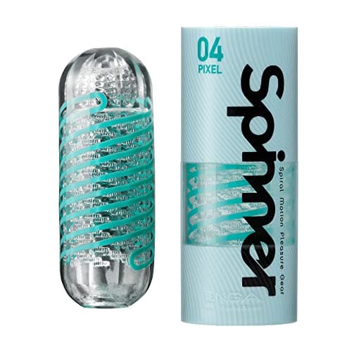 TENGA テンガ SPINNER スピナー 04 PIXEL ピクセル 【繊細な階段状のリブが包むように絡みつくスパイラルエッジ】繰り返しタイプ 回転 ミニローション付き 透明
